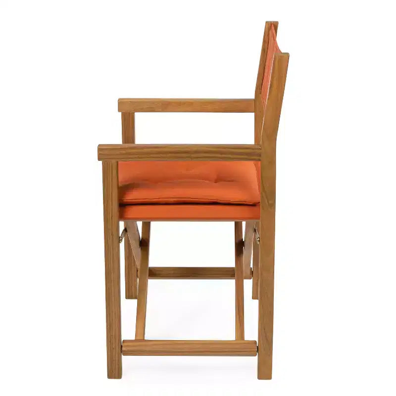Chaise de réalisateur pliable Waldo Classic mi-siècle en bois d'acacia avec dossier matelassé en losange et coussin (lot de 2) - JONATHAN Y