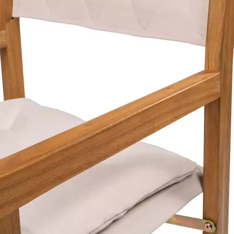 Chaise de réalisateur pliable Waldo Classic mi-siècle en bois d'acacia avec dossier matelassé en losange et coussin (lot de 2) - JONATHAN Y