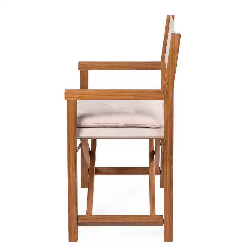 Chaise de réalisateur pliable Waldo Classic mi-siècle en bois d'acacia avec dossier matelassé en losange et coussin (lot de 2) - JONATHAN Y