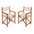 Waldo Classic Mid-Century Outdoor Acacia Wood Foldable Diamond-Quilted Back Director Chair with Cushion (Set of 2) - JONATHAN Y