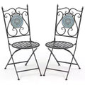 Costway Set of 2/4 Mosaic Chairs for Patio with Decorative Backrest Heavy-Duty Frame
