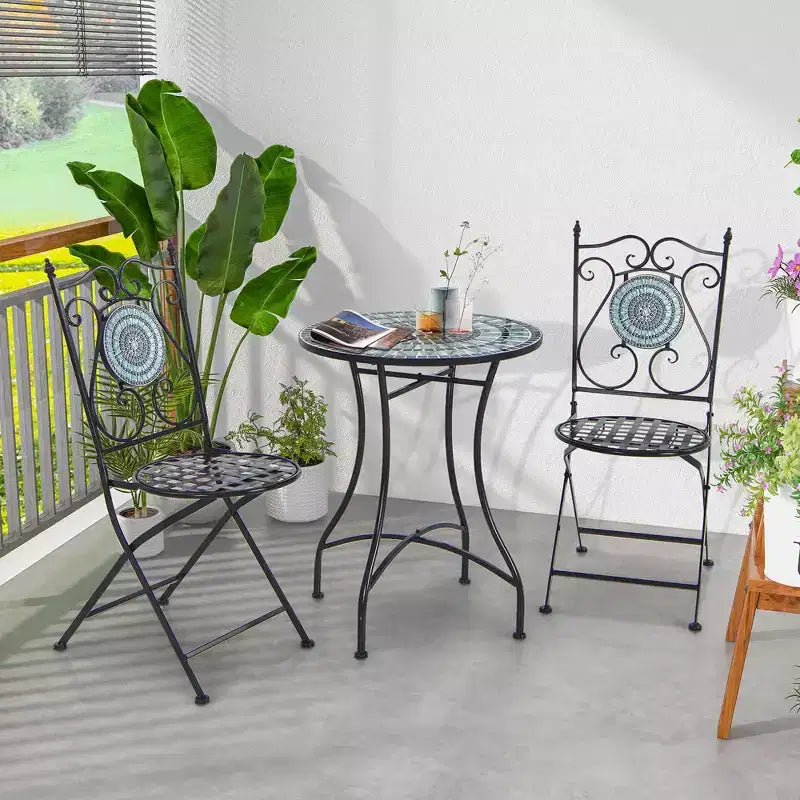 Lot de 2/4 chaises de patio Costway en mosaïque avec dossier décoratif et cadre robuste