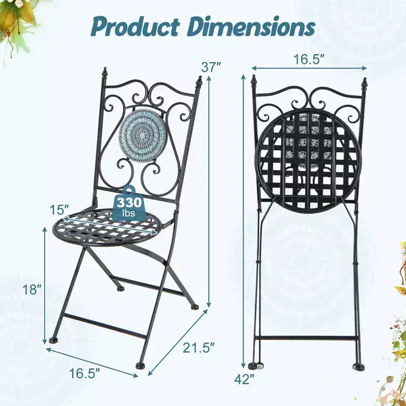 Lot de 2/4 chaises de patio Costway en mosaïque avec dossier décoratif et cadre robuste