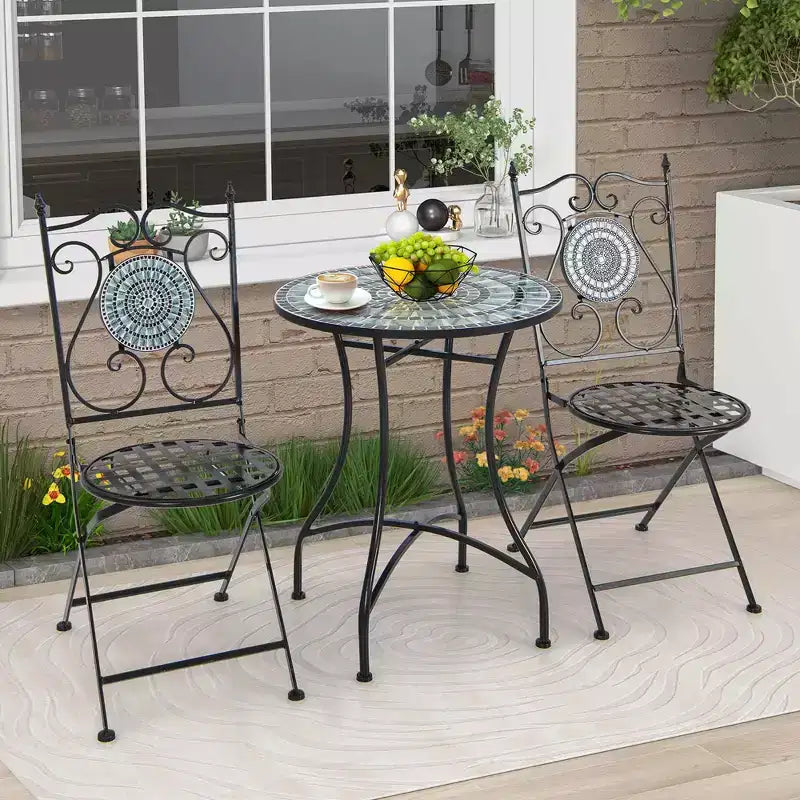 Lot de 2/4 chaises de patio Costway en mosaïque avec dossier décoratif et cadre robuste