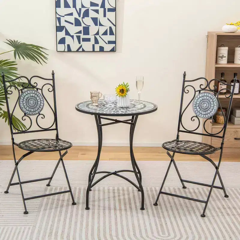 Lot de 2/4 chaises de patio Costway en mosaïque avec dossier décoratif et cadre robuste