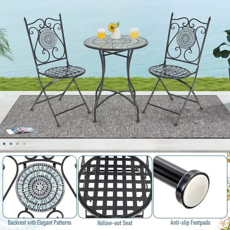 Lot de 2/4 chaises de patio Costway en mosaïque avec dossier décoratif et cadre robuste