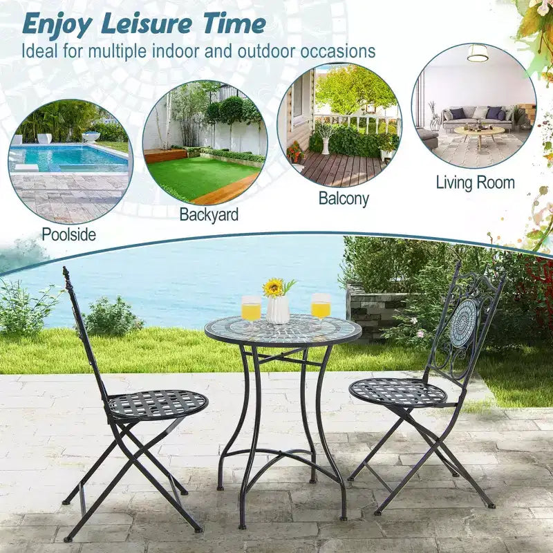 Lot de 2/4 chaises de patio Costway en mosaïque avec dossier décoratif et cadre robuste