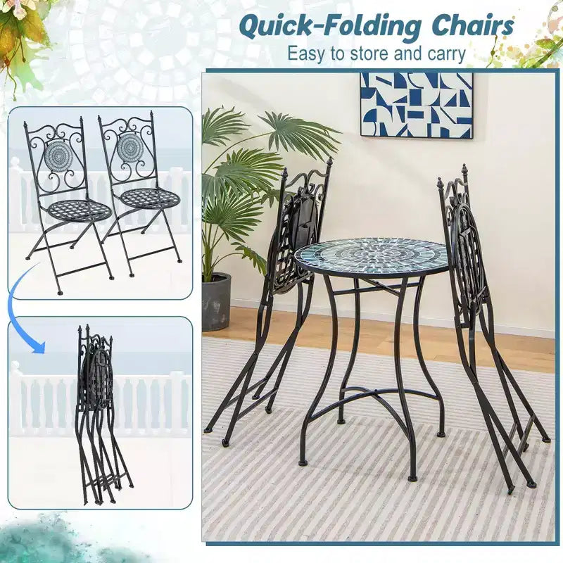 Lot de 2/4 chaises de patio Costway en mosaïque avec dossier décoratif et cadre robuste