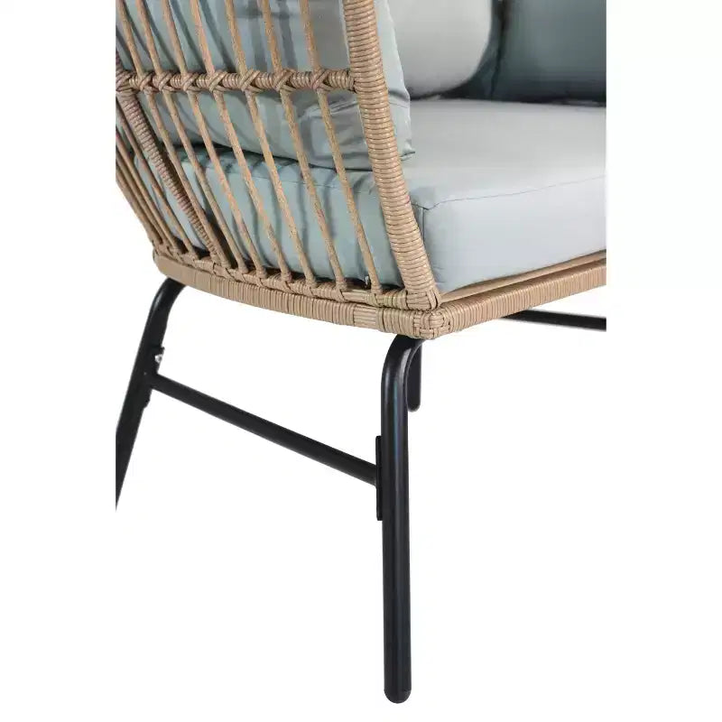 Fauteuil œuf en osier pour patio extérieur avec repose-pieds 4W, Gris Bleu/Beige -ModernLuxe