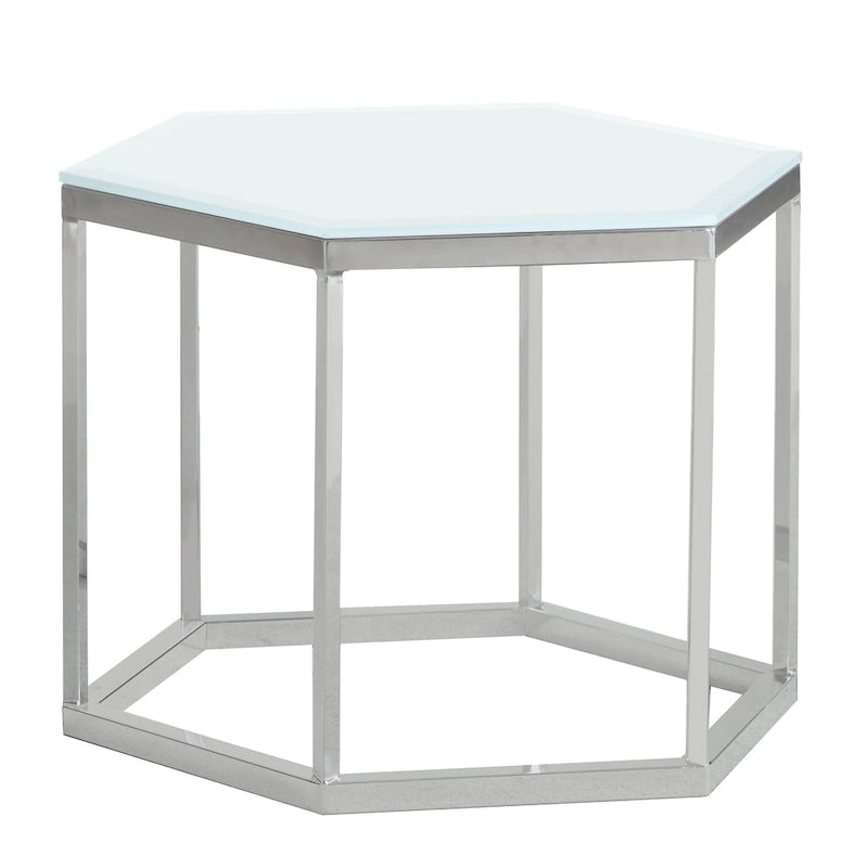 Table d'appoint hexagonale en verre