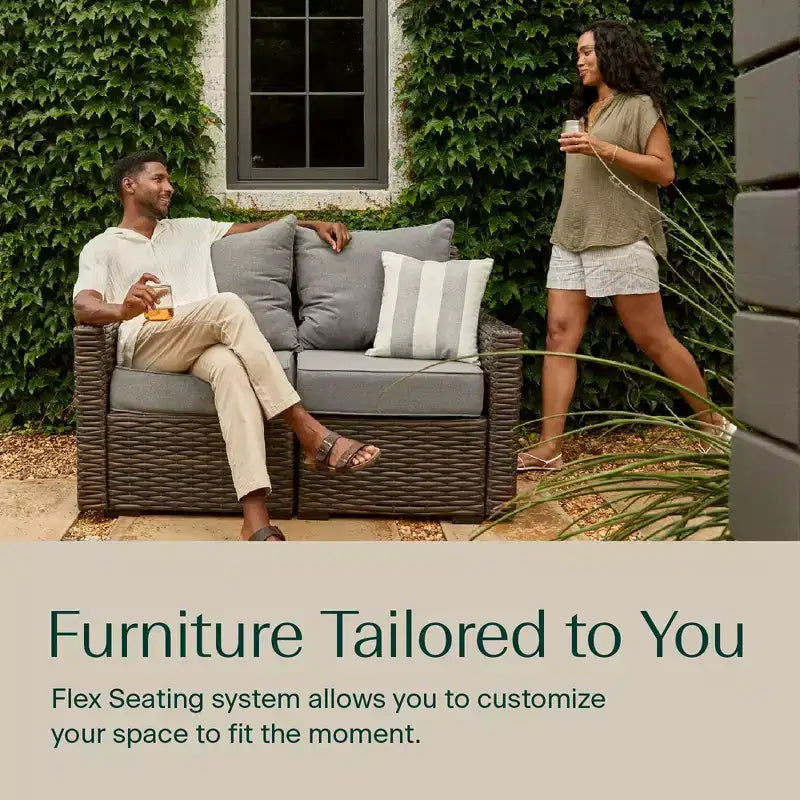 Fauteuil alvéolé d'extérieur Carmel – Chaise en osier expresso : Meubles de salon modulables et résistants aux intempéries