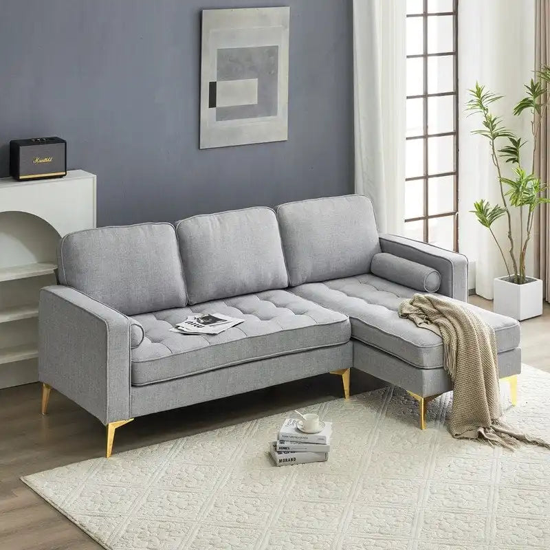 Canapé modulable d'intérieur à 3 places avec pieds trépied dorés