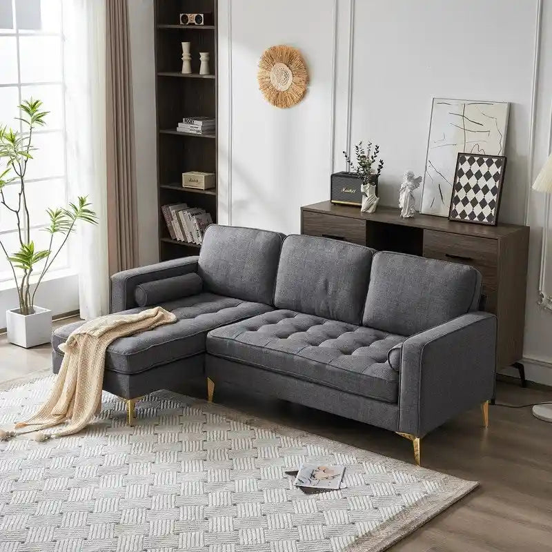 Canapé modulable d'intérieur à 3 places avec pieds trépied dorés