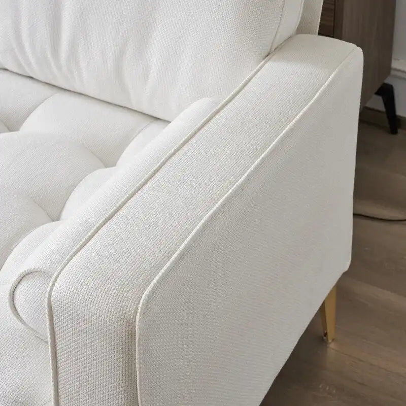 Canapé modulable d'intérieur à 3 places avec pieds trépied dorés