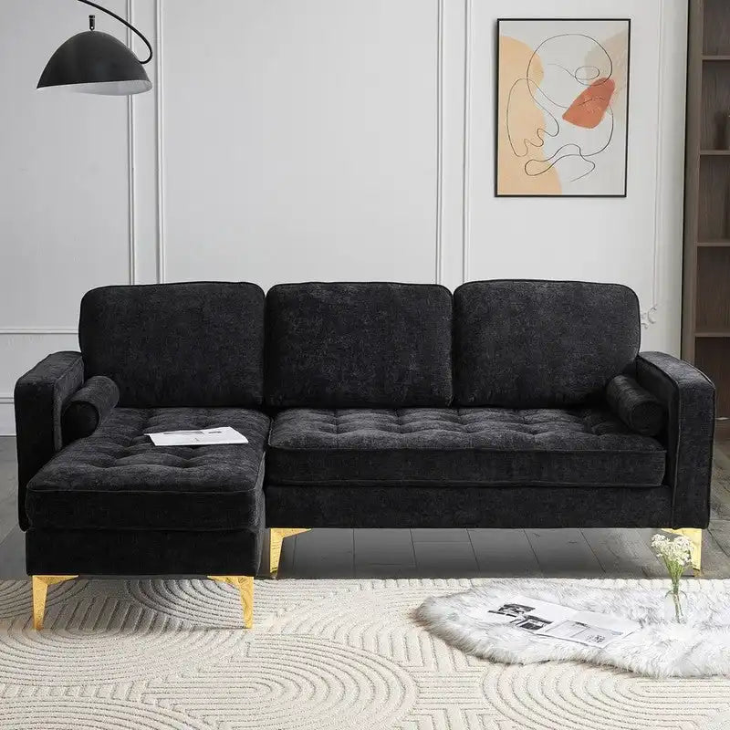 Canapé modulable d'intérieur à 3 places avec pieds trépied dorés