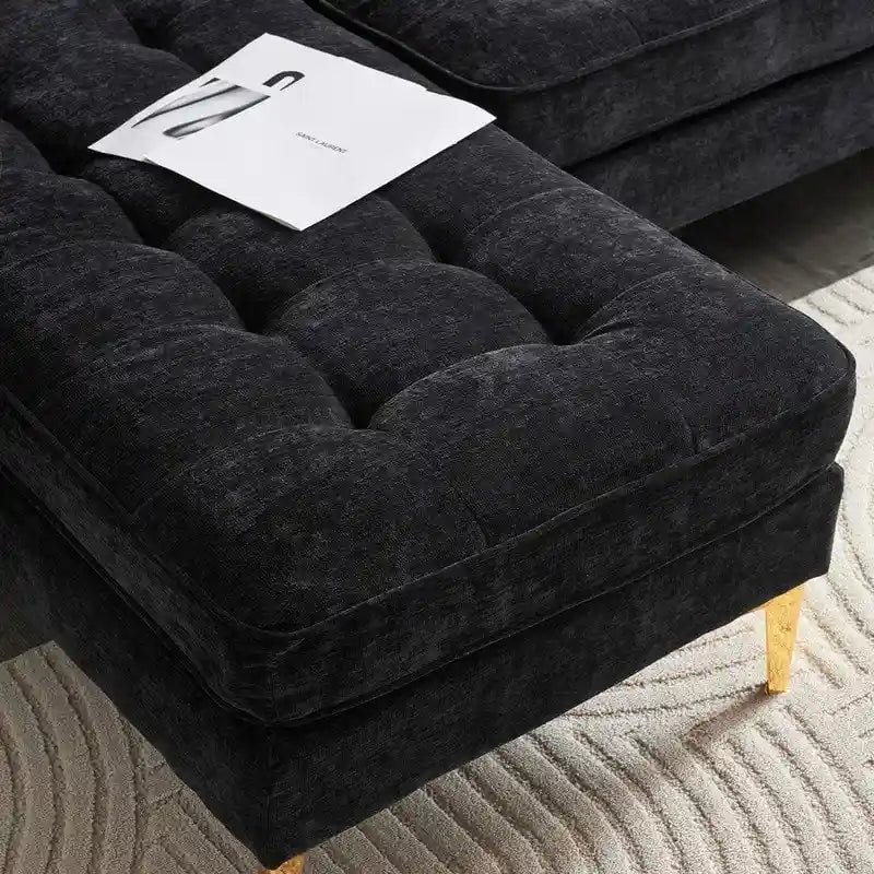Canapé modulable d'intérieur à 3 places avec pieds trépied dorés