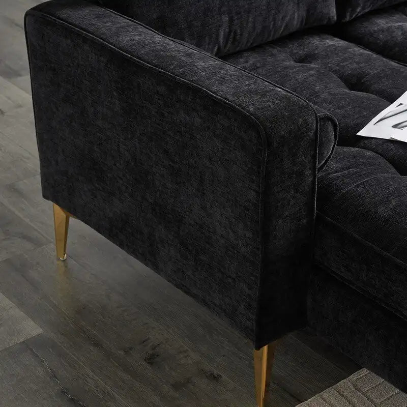Canapé modulable d'intérieur à 3 places avec pieds trépied dorés