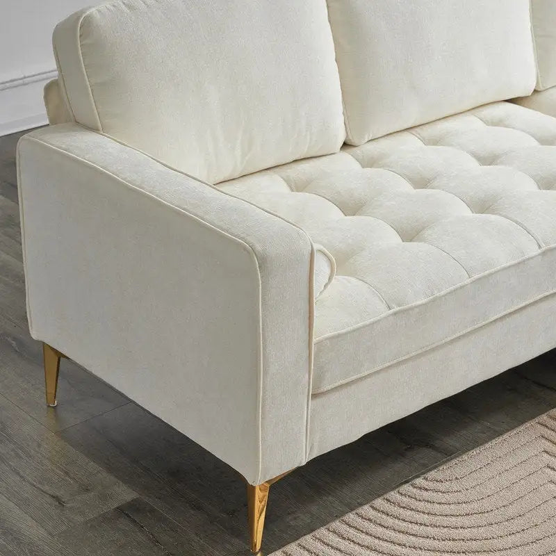 Canapé modulable d'intérieur à 3 places avec pieds trépied dorés