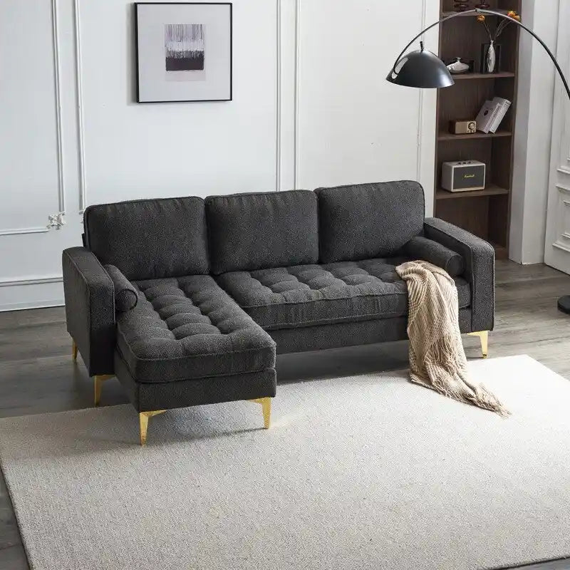 Canapé modulable d'intérieur à 3 places avec pieds trépied dorés