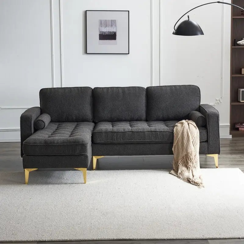 Canapé modulable d'intérieur à 3 places avec pieds trépied dorés