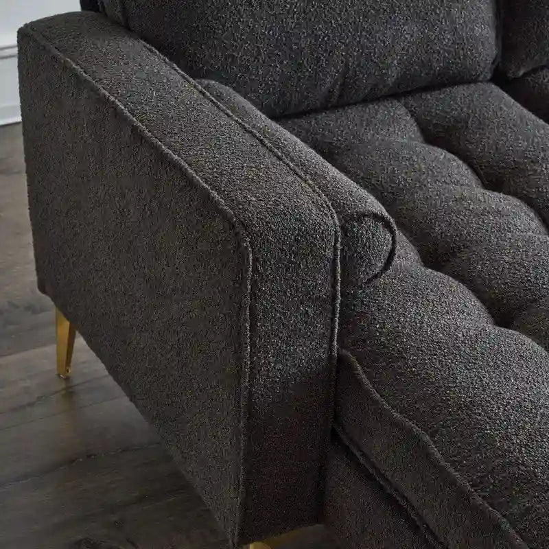 Canapé modulable d'intérieur à 3 places avec pieds trépied dorés