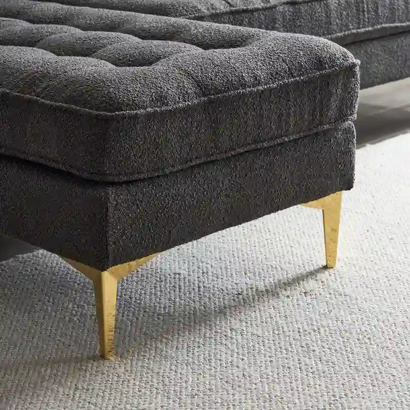 Canapé modulable d'intérieur à 3 places avec pieds trépied dorés