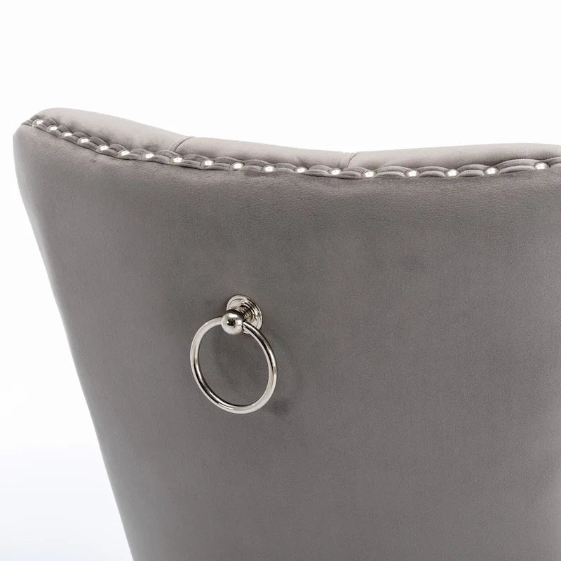 Chaise de salle à manger tapissée de velours avec pieds en acier inoxydable chromé
