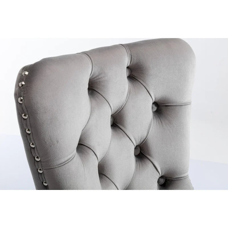 Chaise de salle à manger tapissée de velours avec pieds en acier inoxydable chromé