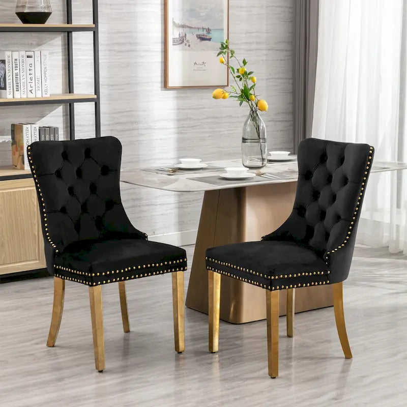 Chaise de salle à manger tapissée de velours avec pieds en acier inoxydable chromé