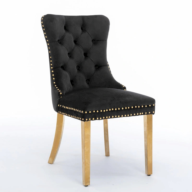 Chaise de salle à manger tapissée de velours avec pieds en acier inoxydable chromé