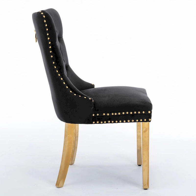 Chaise de salle à manger tapissée de velours avec pieds en acier inoxydable chromé