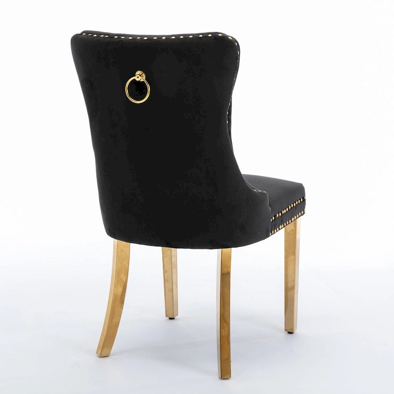 Chaise de salle à manger tapissée de velours avec pieds en acier inoxydable chromé