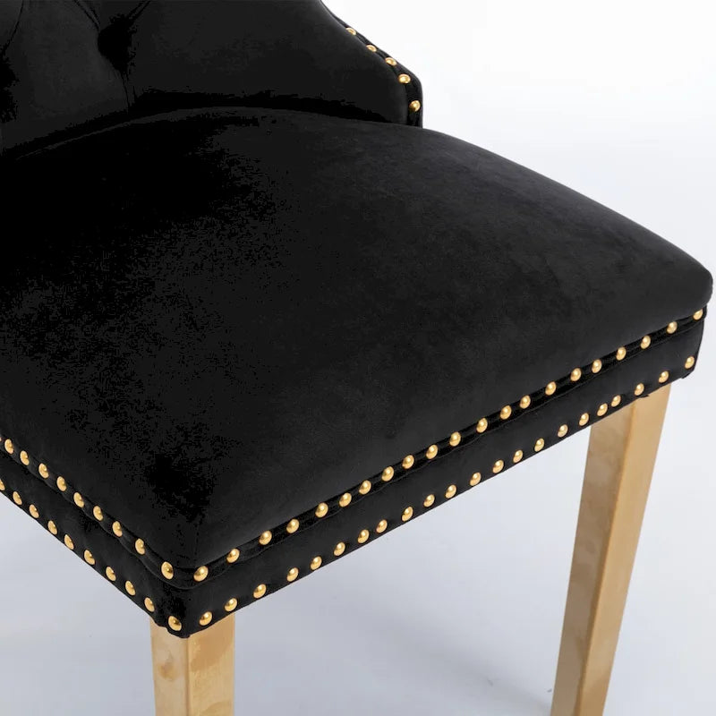 Chaise de salle à manger tapissée de velours avec pieds en acier inoxydable chromé
