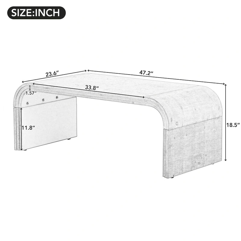 Table basse de style Art déco incurvé – 23,60 x 47,20 x 18,50