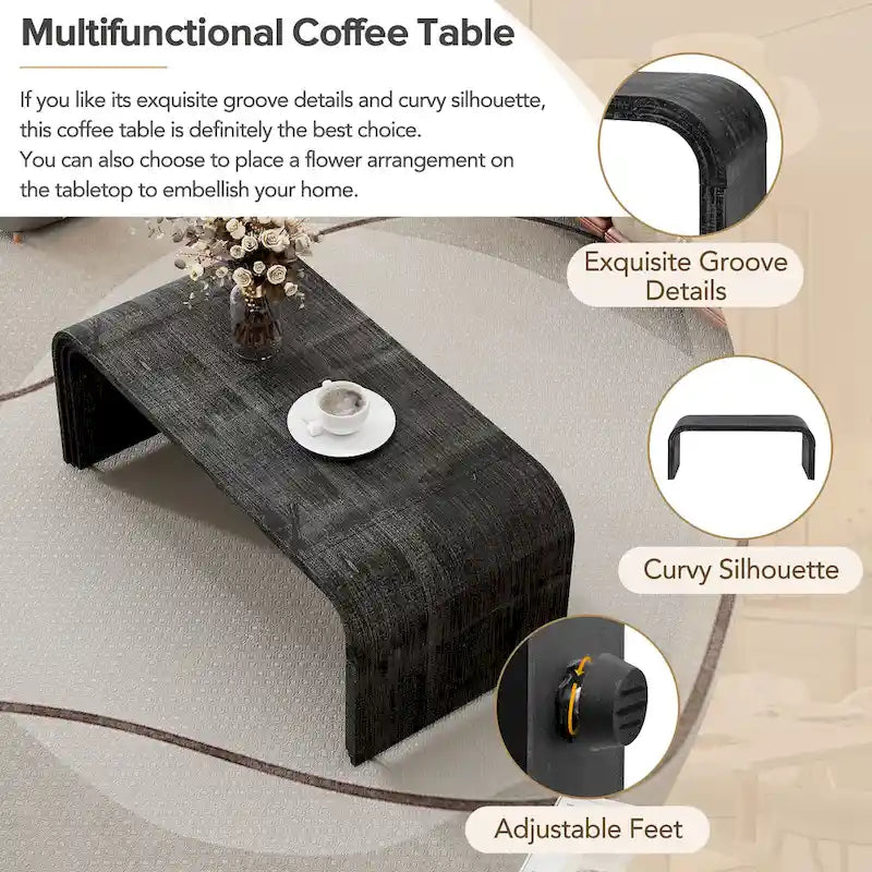 Table basse de style Art déco incurvé – 23,60 x 47,20 x 18,50
