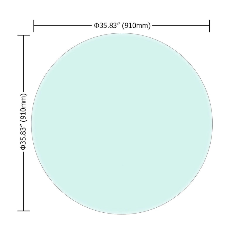Dessus de table rond en verre trempé, verre clair à bord biseauté poli et épais