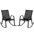 Costway 2 PCS Patio Rocking Chair Heavy-Duty Metal Rocker Outdoor Anti-Slip Black