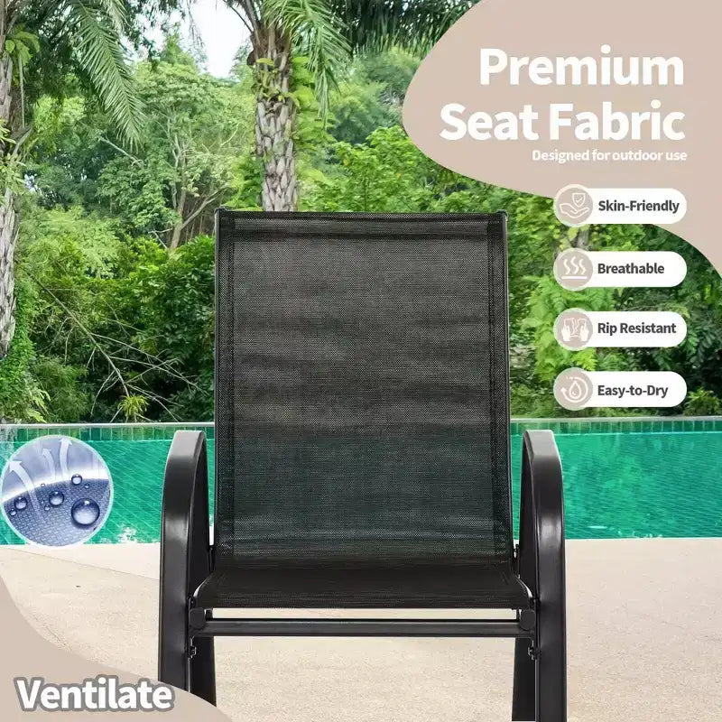 Costway Lot de 2 fauteuils à bascule de terrasse en métal robuste avec patins antidérapants pour l'extérieur, noir