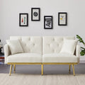 Canapé-lit en velours blanc crème - 31.49 x 59.00 x 29.52