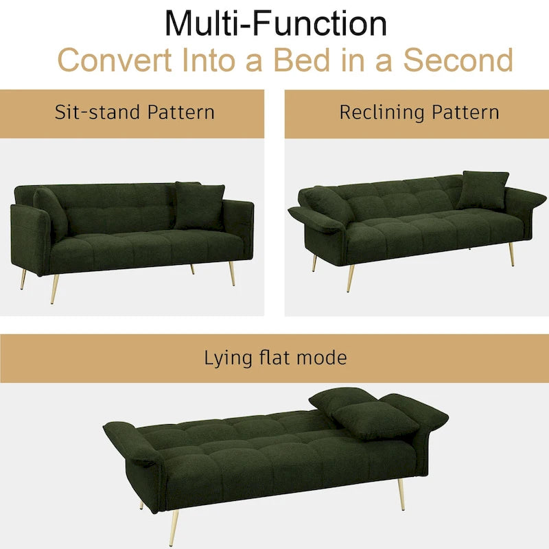 Canapé-lit double convertible avec accoudoirs pliants - 31,10 x 70,00 x 31,49