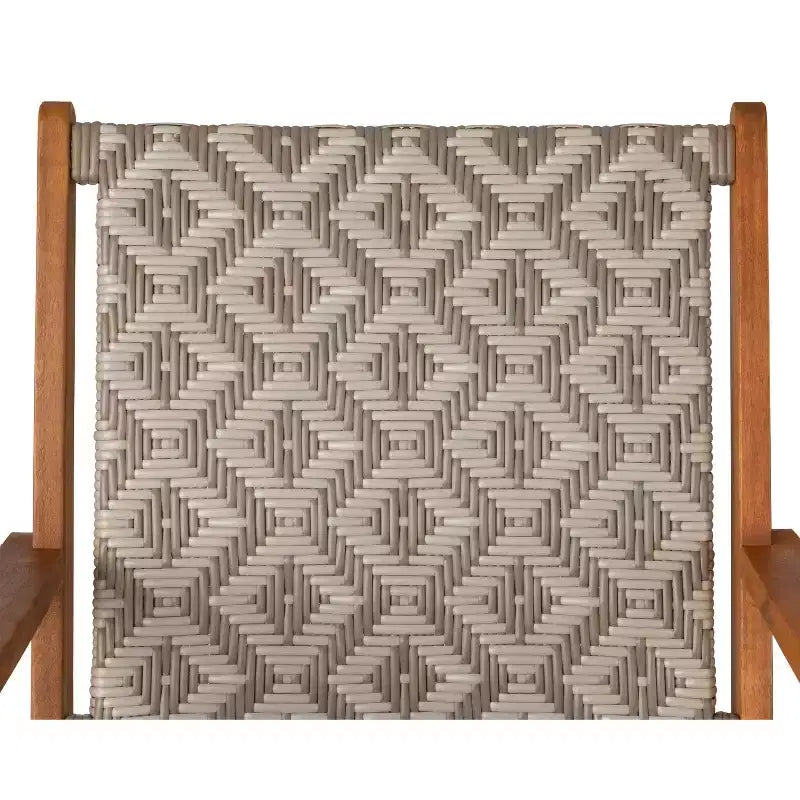 Balkene Home Chaise d'extérieur Vega en osier toutes saisons résistant aux intempéries, avec construction en bois d'acacia et accoudoirs confortables - Osier tissé en losange