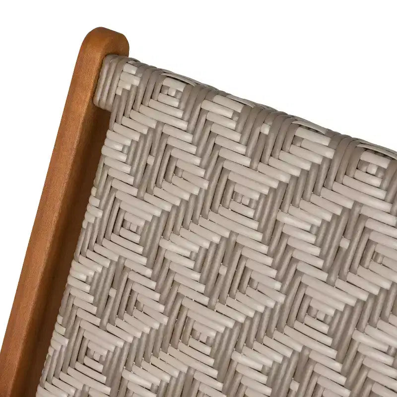 Balkene Home Chaise d'extérieur Vega en osier toutes saisons résistant aux intempéries, avec construction en bois d'acacia et accoudoirs confortables - Osier tissé en losange