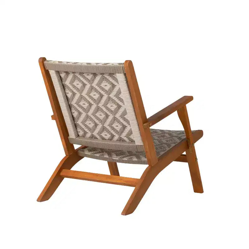 Balkene Home Chaise d'extérieur Vega en osier toutes saisons résistant aux intempéries, avec construction en bois d'acacia et accoudoirs confortables - Osier tissé en losange