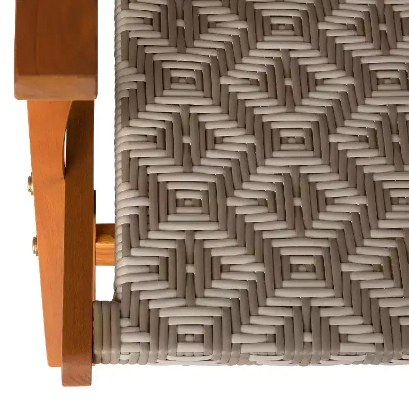Balkene Home Chaise d'extérieur Vega en osier toutes saisons résistant aux intempéries, avec construction en bois d'acacia et accoudoirs confortables - Osier tissé en losange