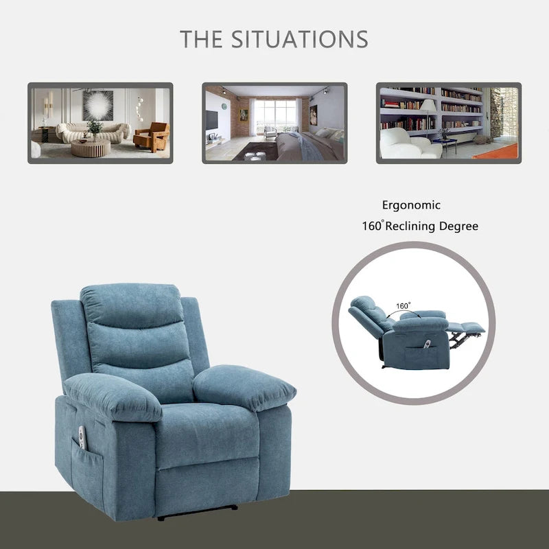 Fauteuil inclinable électrique avec fonction de massage réglable, fauteuil inclinable avec système de chauffage pour le salon