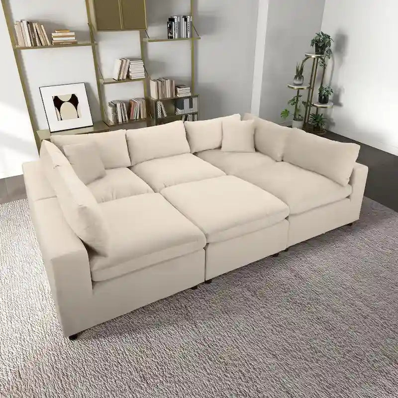 Canapé modulable en velours Yannie Mid-Century Modern