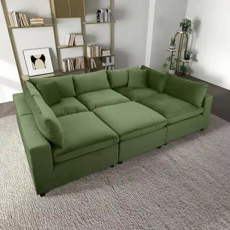 Canapé modulable en velours Yannie Mid-Century Modern