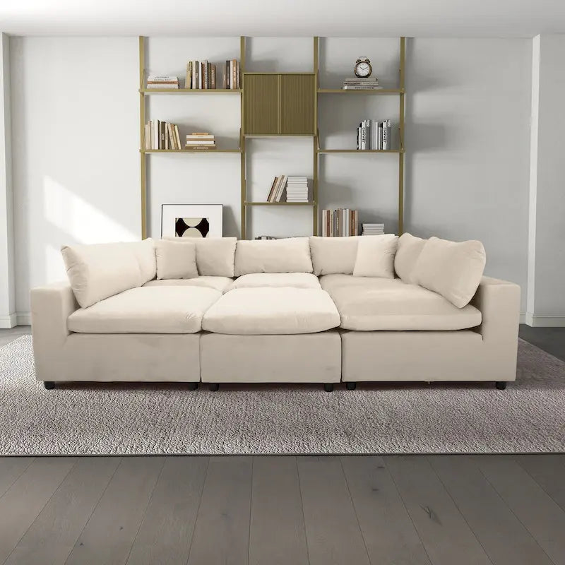 Canapé modulable en velours Yannie Mid-Century Modern