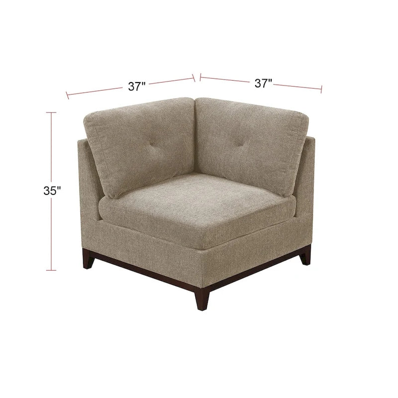 Canapé d'angle modulable en chenille couleur camel