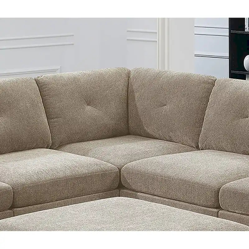 Canapé d'angle modulable en chenille couleur camel